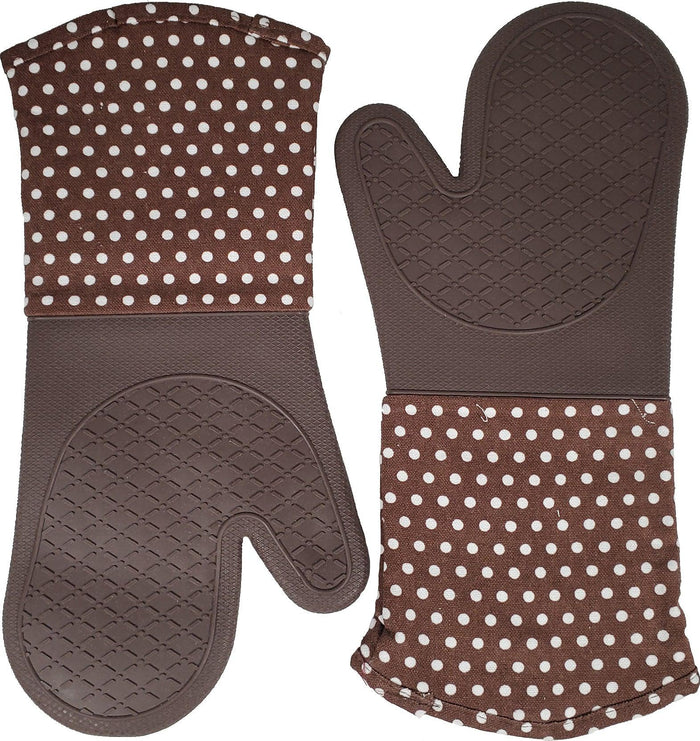 Oven Mitt - Silicone - Brown (1 pair) - QF004Brown