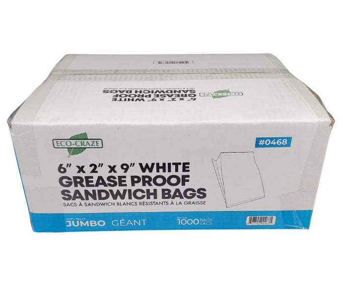 Eco Craze – Jumbo Sandwich Bags 6x2x9 – White