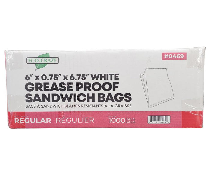 Eco Craze – Regular Sandwich Bags 6x0.75x6.75 – White