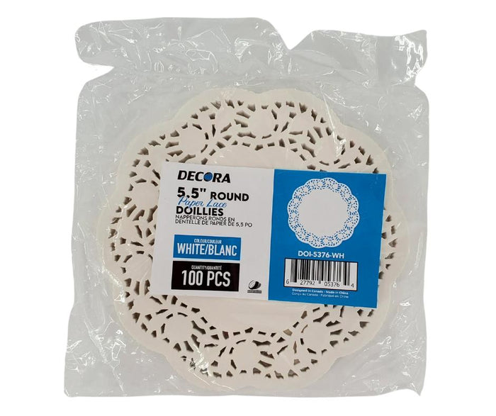 Decora Round Paper Lace Doillies - White, 5.5