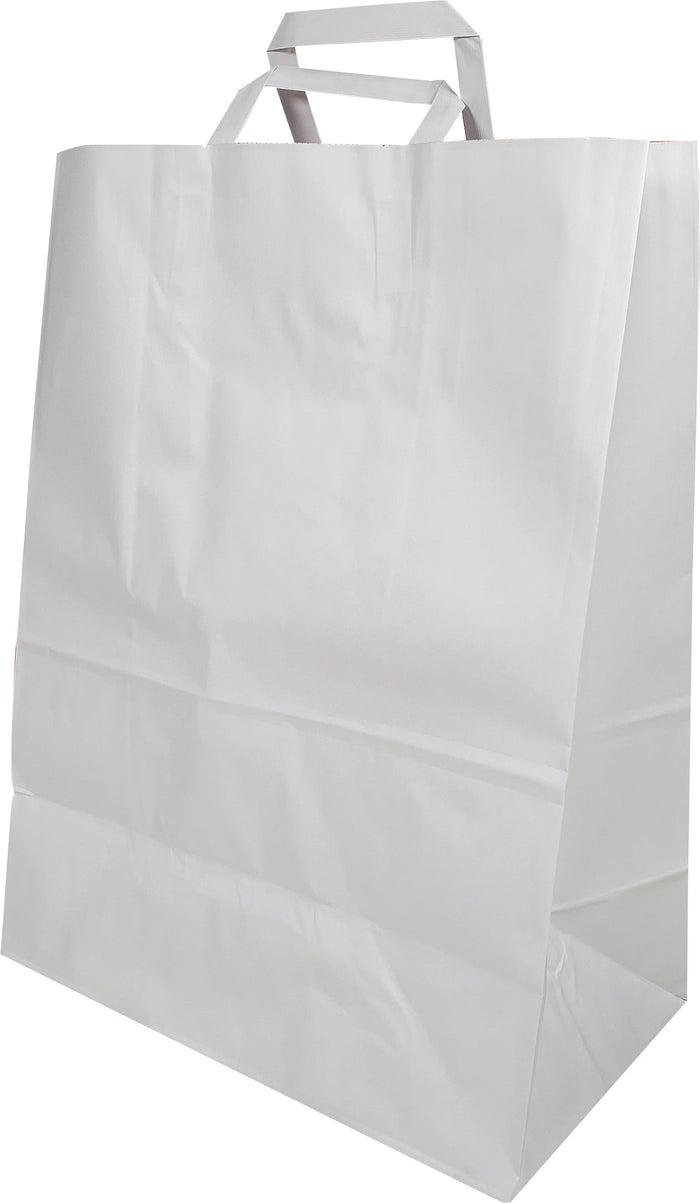 CLR - Eco-Craze - White Paper Flat Handle Bag - 13x7x17