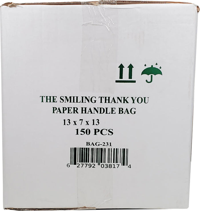 CLR - Eco-Craze - Thank You - White Paper Handle Bags - 13x7x13