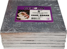 Decora Silver Square Cake Board - 8