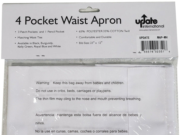 CLR - 4 Pocket Waist Apron White