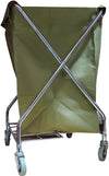 CLR - X-Frame - Laundry Cart - Silver Steel Frame - Green Vinyl Bag - DP08158