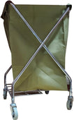 CLR - X-Frame - Laundry Cart - Silver Steel Frame - Green Vinyl Bag - DP08158