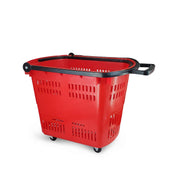 45L Shopping Basket - Handle & Wheels - RED