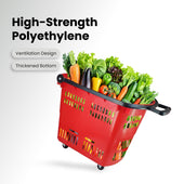 45L Shopping Basket - Handle & Wheels - RED