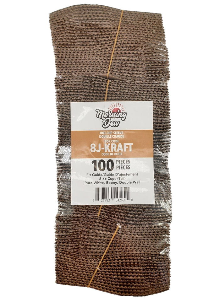 Morning Dew - Hot Cup Sleeves for 8 oz Tall Hot Paper Cups - Kraft - 8J-Kraft