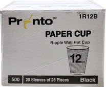 Pronto - 12oz Paper Cup - Ripple - Black