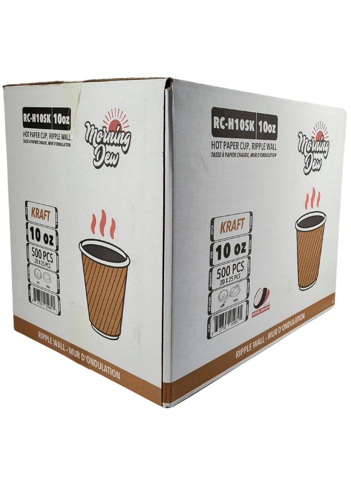 Morning Dew - 10oz Squat Hot Paper Cup - Ripple - Kraft - RC-H10SK