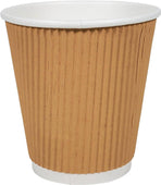 Morning Dew - 10oz Squat Hot Paper Cup - Ripple - Kraft - RC-H10SK