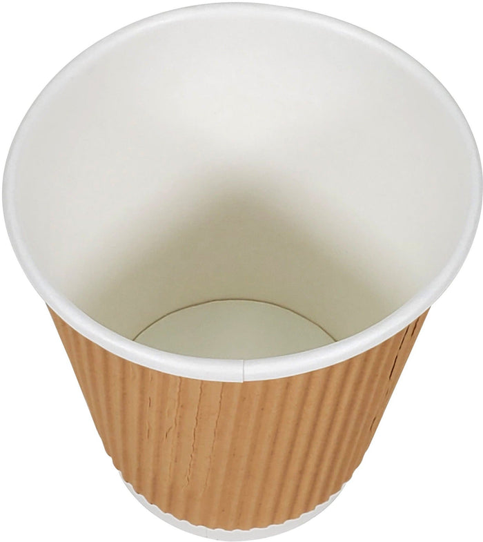 Morning Dew - 10 oz Squat Hot Paper Cup - Ripple - Kraft - RC-H10SK