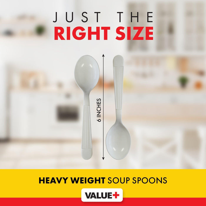 Value+ - Heavy - Plastic Soup Spoons - White - Ind. Wrapped - WP2004