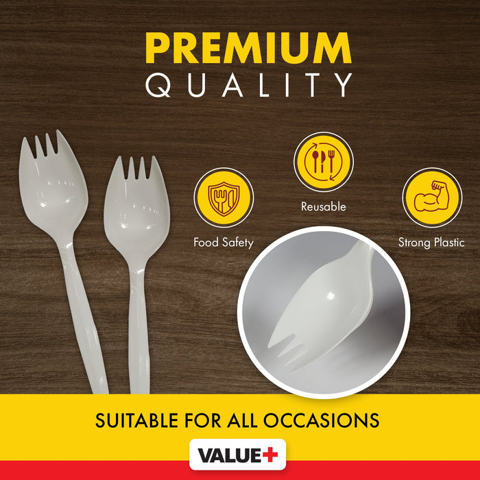 Value+ - Plastic Sporks - White - Bulk - B1005