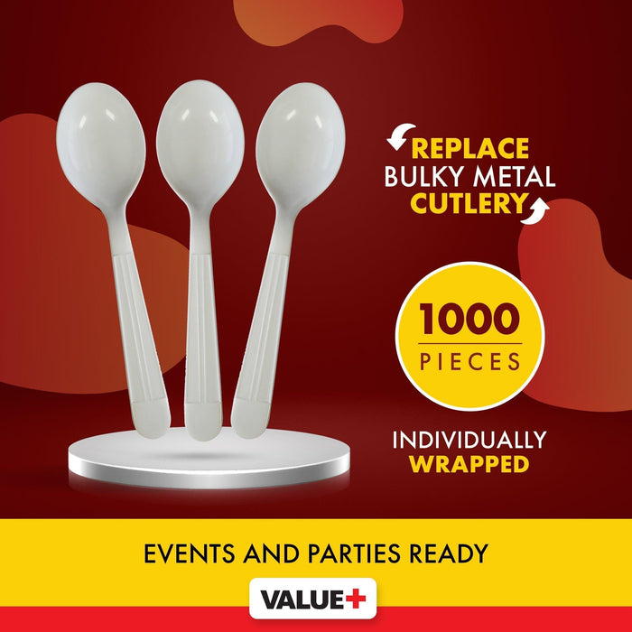Value+ - Heavy - Plastic Soup Spoons - White - Ind. Wrapped - WP2004