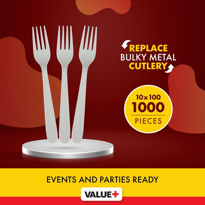 Value+ - Heavy - Plastic Forks - White - Retail Pack - RP2001
