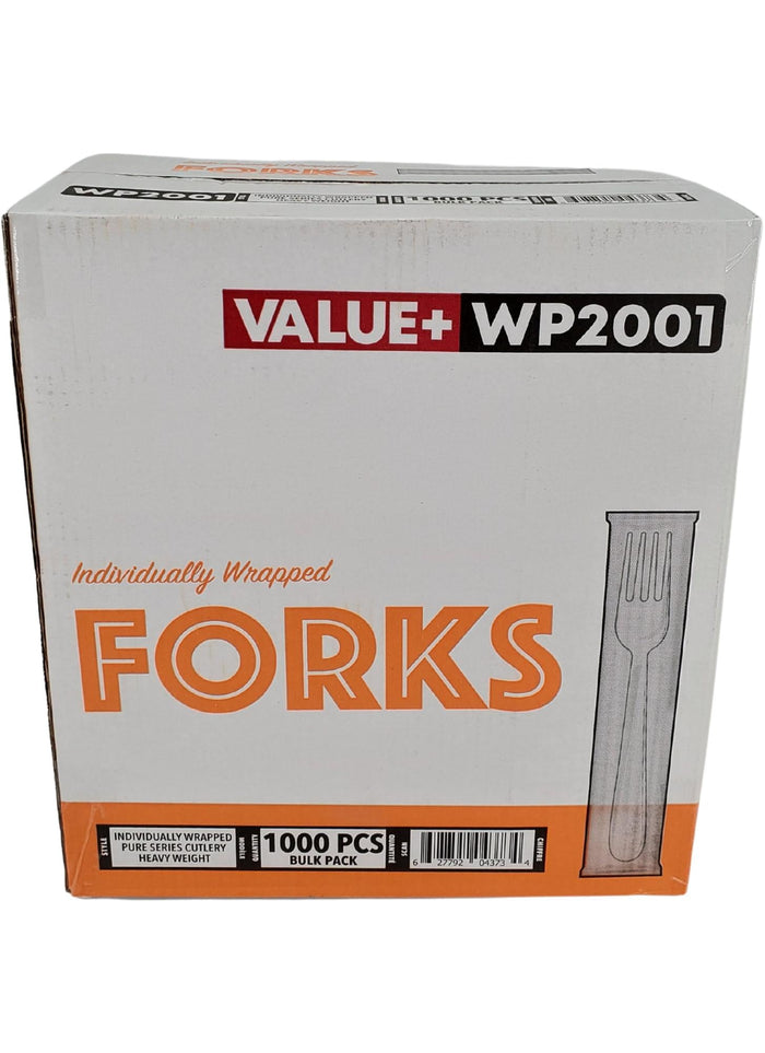 Value+ - Plastic Forks Heavy - White - Ind. Wrapped - WP2001