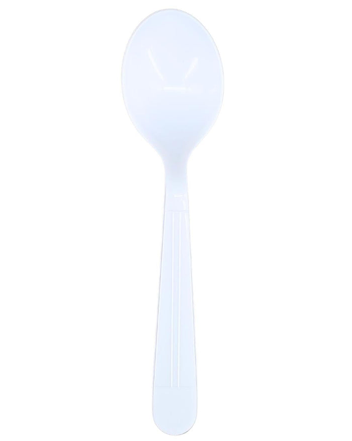 Value+ - Heavy - Plastic Soup Spoons - White - Retail Pack - RP2004