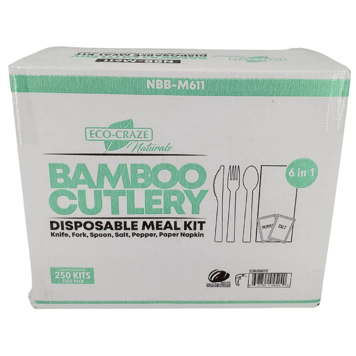 Eco-Craze - Disposable Bamboo 6pcs Cutlery Kit - K/F/S/N/SP NBB-M611