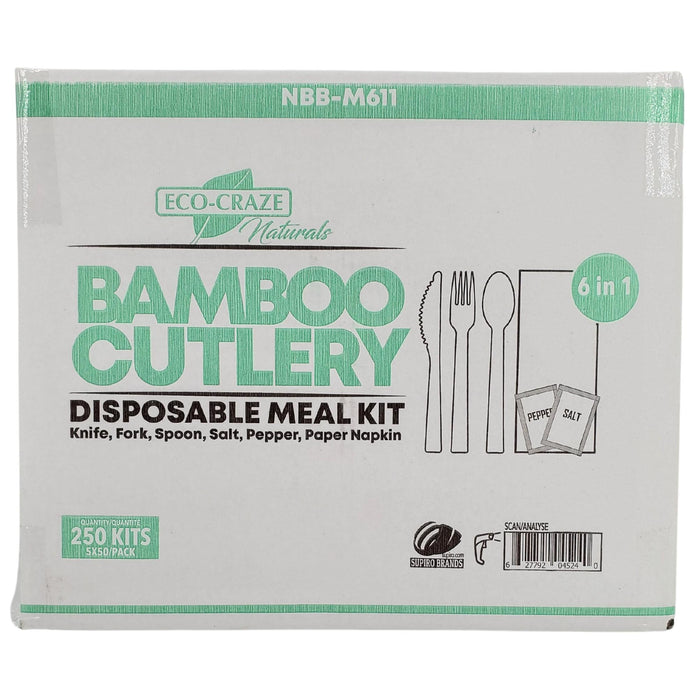 Eco-Craze - Disposable Bamboo 6pcs Cutlery Kit - K/F/S/N/SP NBB-M611