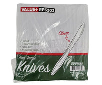 Value+ - Heavy - Plastic Knives - Clear - Retail Pack - RP3202