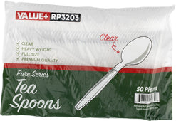 Value+ - Heavy - Plastic Tea Spoons - Clear - Retail Pack - RP3203