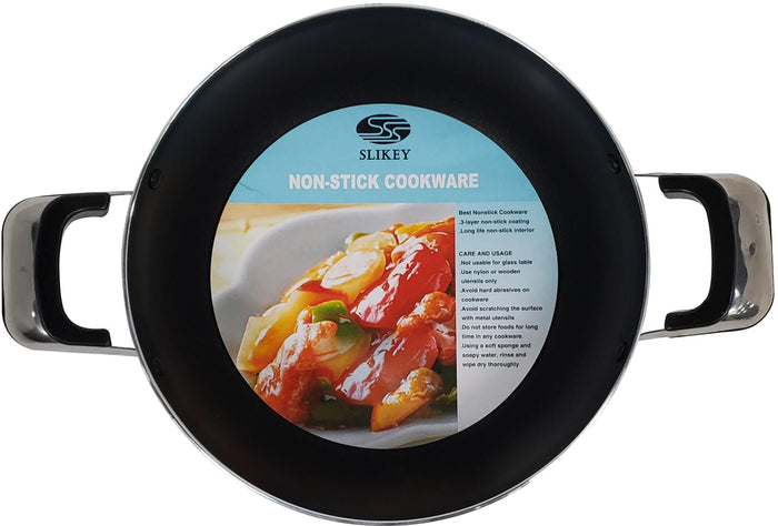 XC - Non Stick Wok w/G. Lid 24cm - 3mm S/Handle