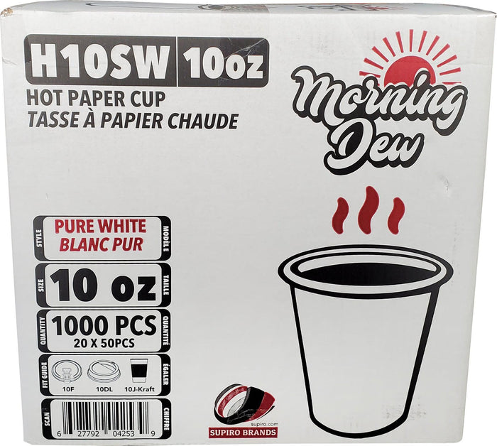 Morning Dew - 10 oz Squat Hot Paper Cup - White - H10SW