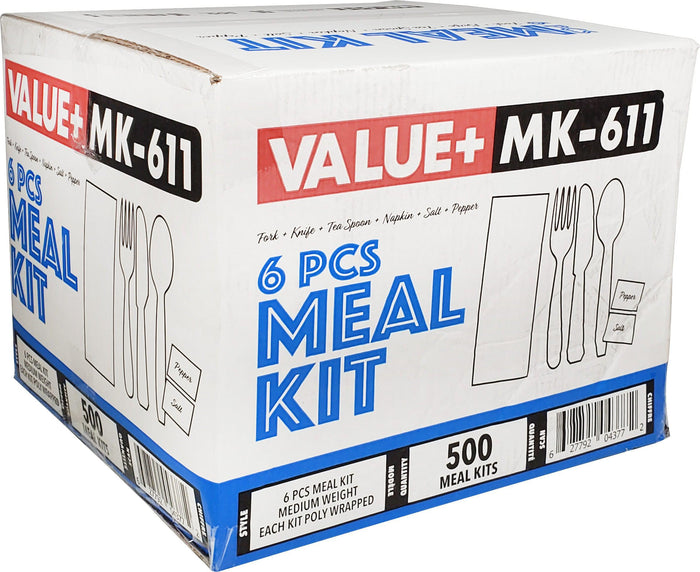 Value+ 6-Piece Medium Heavy Meal Kit Disposable Cutlery (F/K/TS/N/S&P) - 500 Pack, White