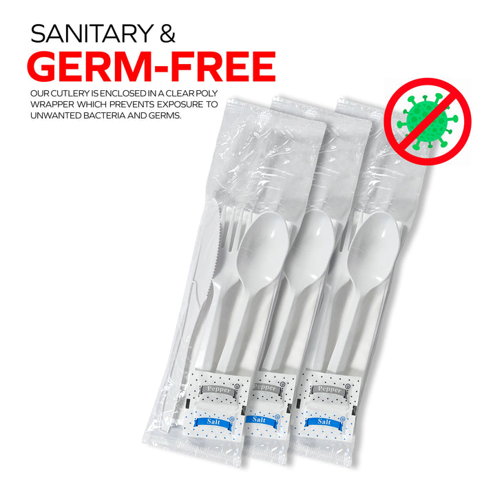 Value+ 6-Piece Medium Heavy Meal Kit Disposable Cutlery (F/K/TS/N/S&P) - 500 Pack, White