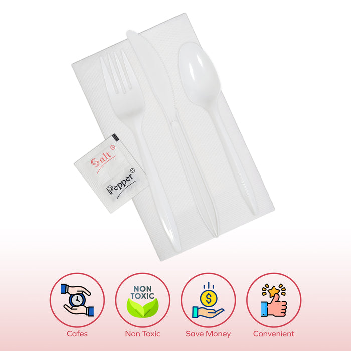Value+ - Cutlery Kit / Meal Kit - 6pcs - White - F/K/TS/N/S&P - MK-610