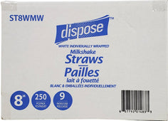 Value+ - 10'' Ind. Wrapped Milkshake Straws – White – Plastic - 6 mm