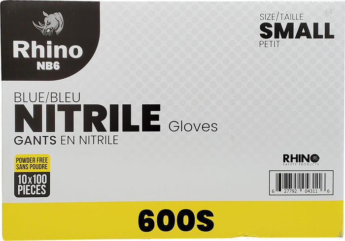 Rhino - NB6 - Blue Nitrile Gloves - Small - 600S