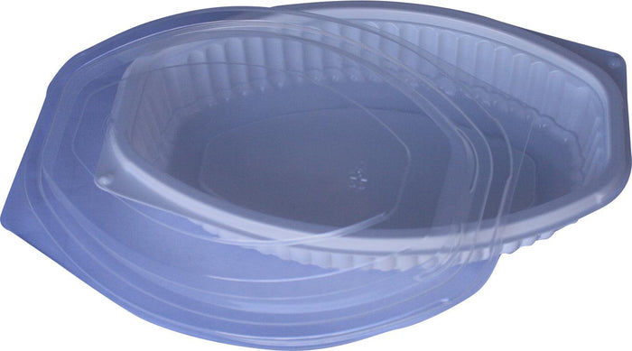 Value+ - 16WC - Oval Container - 15oz - White w/Clear Lid