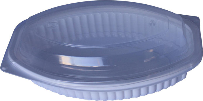 Value+ - 24WC - Oval Container - 24oz - White w/Clear Lid