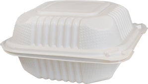 Value+/ Eco- Craze - MFPP Clamshell Container - 6x6x3 - White