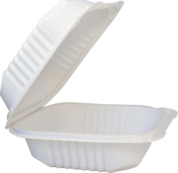 Value+/ Eco- Craze - MFPP Clamshell Container - 6x6x3 - White