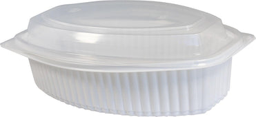 Value+ - 32WC - Oval Container - 32oz - White w/Clear Lid