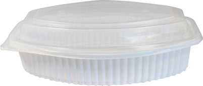 Value+ - 28WC - Oval Container - 28oz - White w/Clear Lid