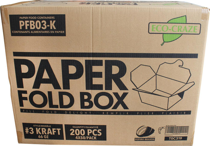 Eco-Craze - #3 Kraft Paper Fold Box - PFB03-K