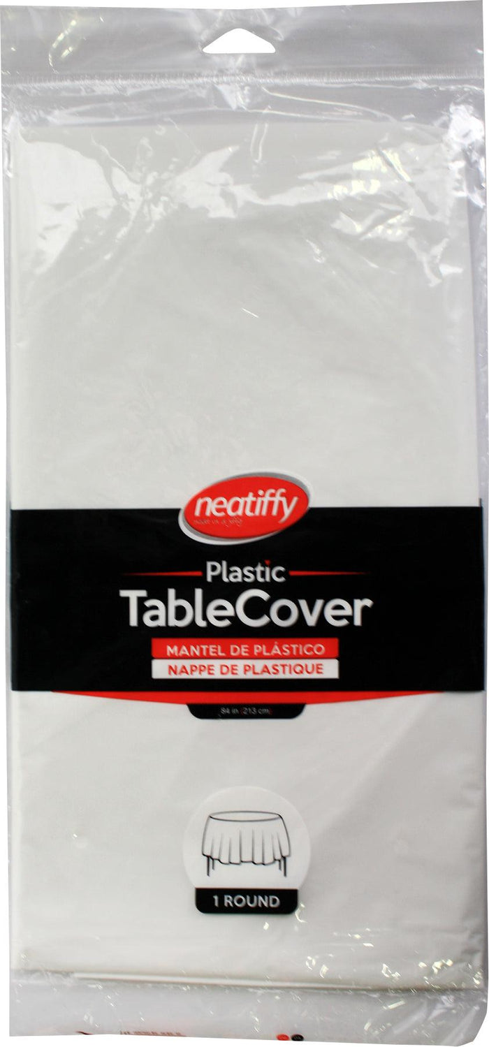 Neatiffy Plastic Table Cover - 84” Round, White