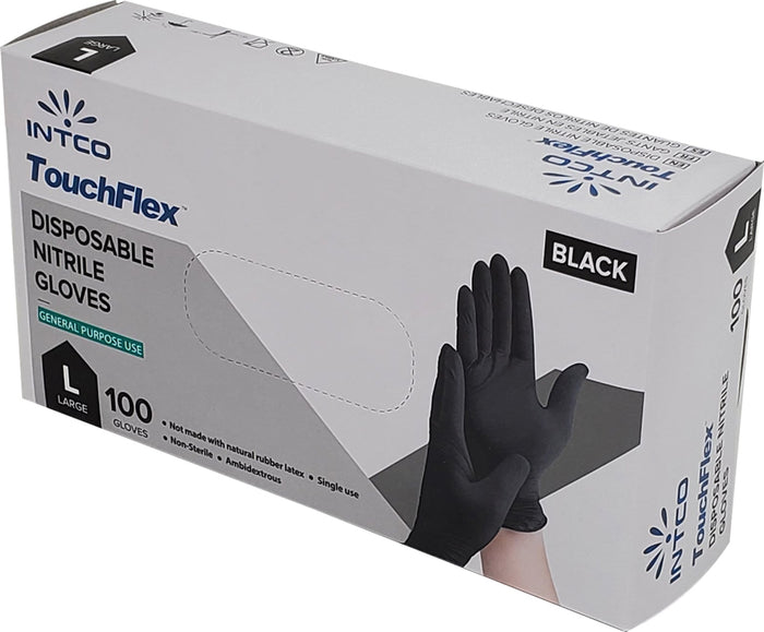Touch Flex - Nitrile Gloves Exam - Black - Large