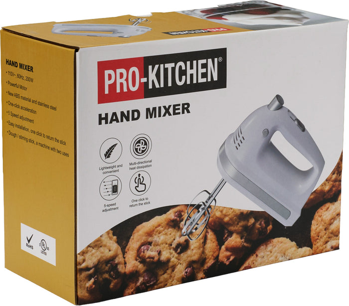 Pro-Kitchen - Hand Mixer w. Dough Hooks & Egg Beater