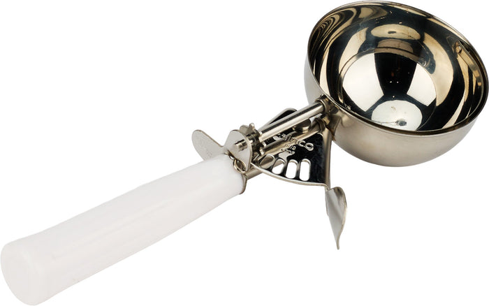 Stainless Steel Ice Cream Disher - #6, 4.7 oz, White Handle