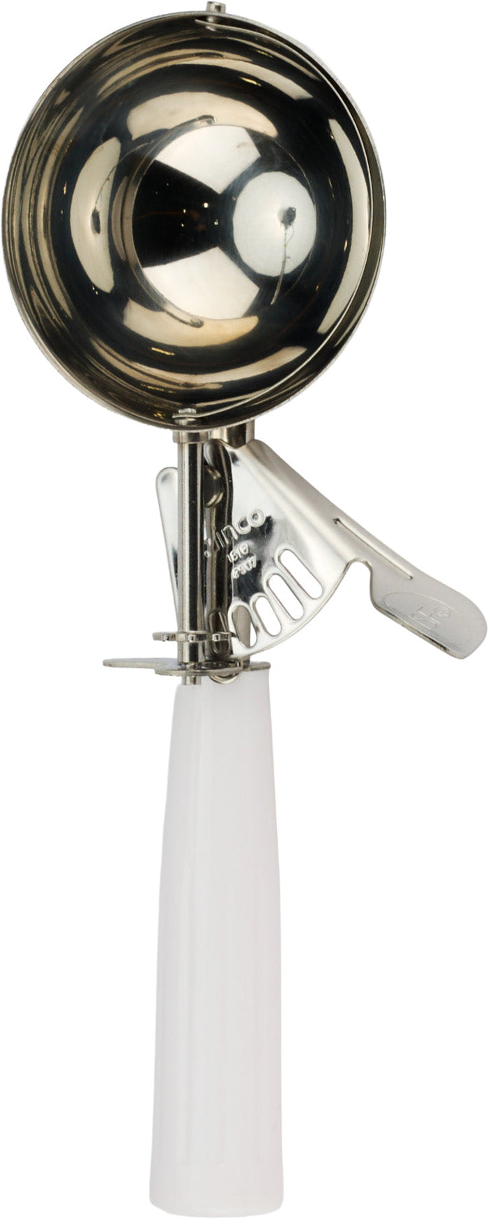 Stainless Steel Ice Cream Disher - #6, 4.7 oz, White Handle