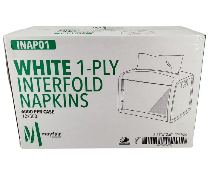 Mayfair - 1 ply Interfold Napkins 1/4 Fold - White - INAP01