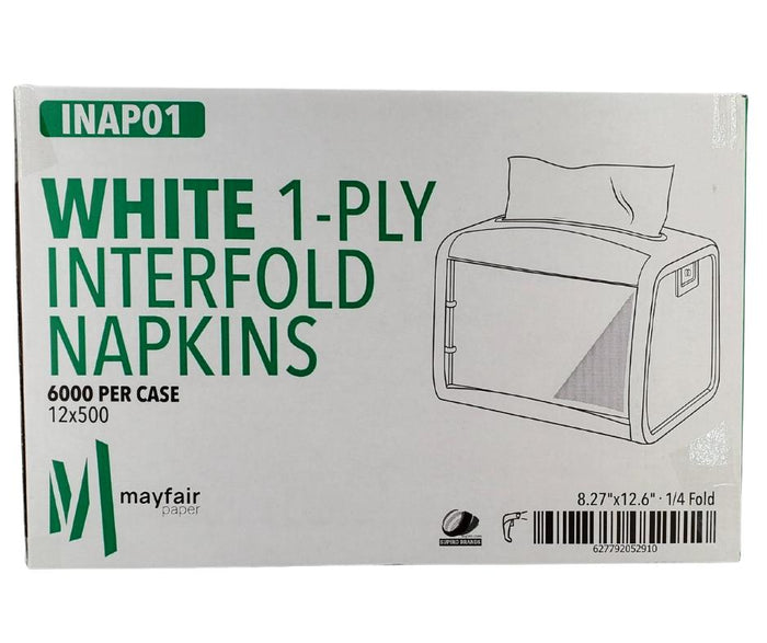 Mayfair - 1 ply Interfold Napkins 1/4 Fold - White - INAP01