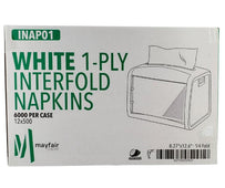 Mayfair - 1 ply Interfold Napkins 1/4 Fold - White - INAP01