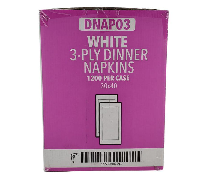 Mayfair - 3 ply Dinner Napkins 1/8 Fold - White - DNAP03